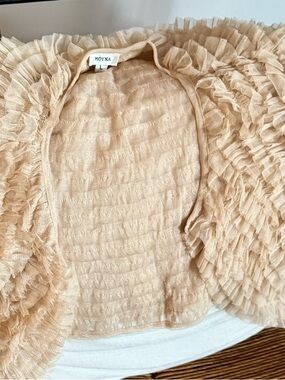 Moyna Sheer Ruffled Shrug in Nude Blush